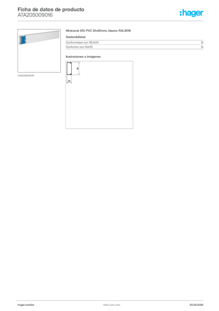 Imagen Hager Ficha de datos de producto ATA205009016 | Hager España