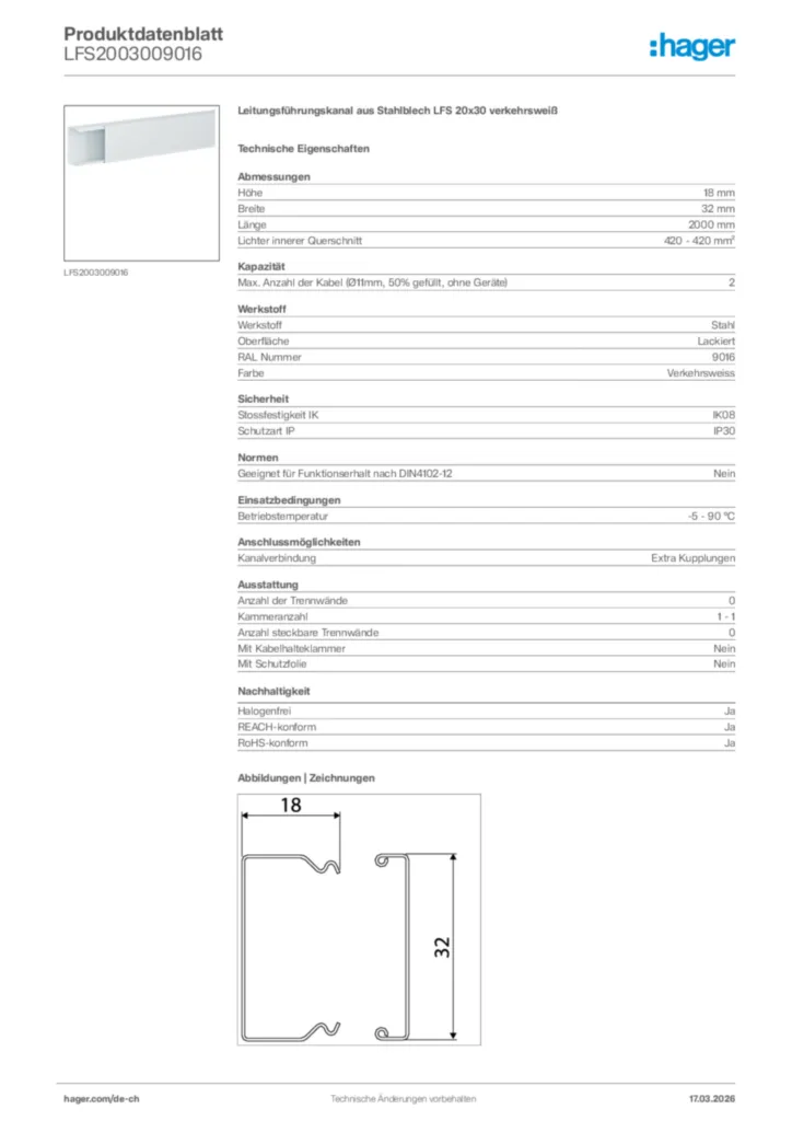 Bild Hager Produktdatenblatt LFS2003009016 | Hager Schweiz