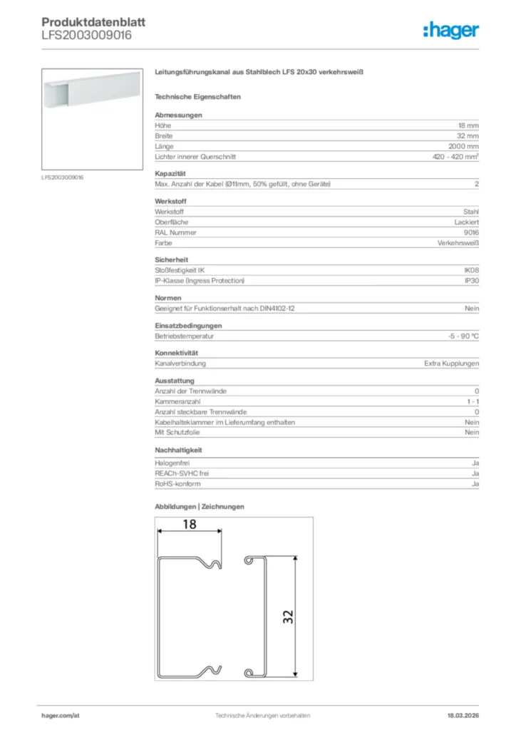 Bild Hager Produktdatenblatt LFS2003009016 | Hager Deutschland