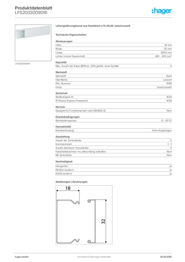 Bild Hager Produktdatenblatt LFS2003009016 | Hager Deutschland