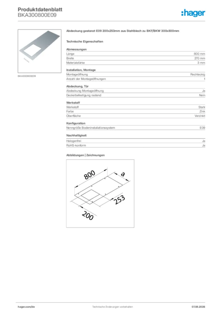 Bild Hager Produktdatenblatt BKA300800E09 | Hager Deutschland