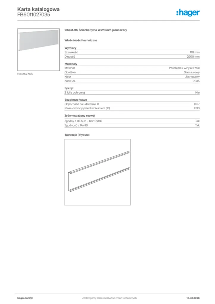 Zdjęcie Hager Karta katalogowa FB6011027035 | Hager Polska