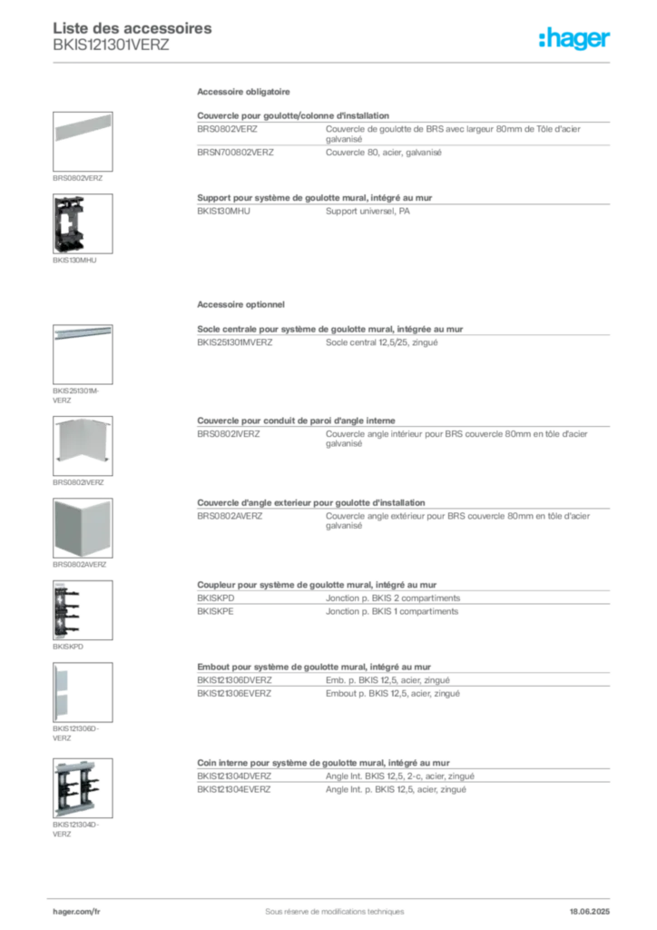 Image Hager Fiche technique du produit BKIS121301VERZ | Hager France