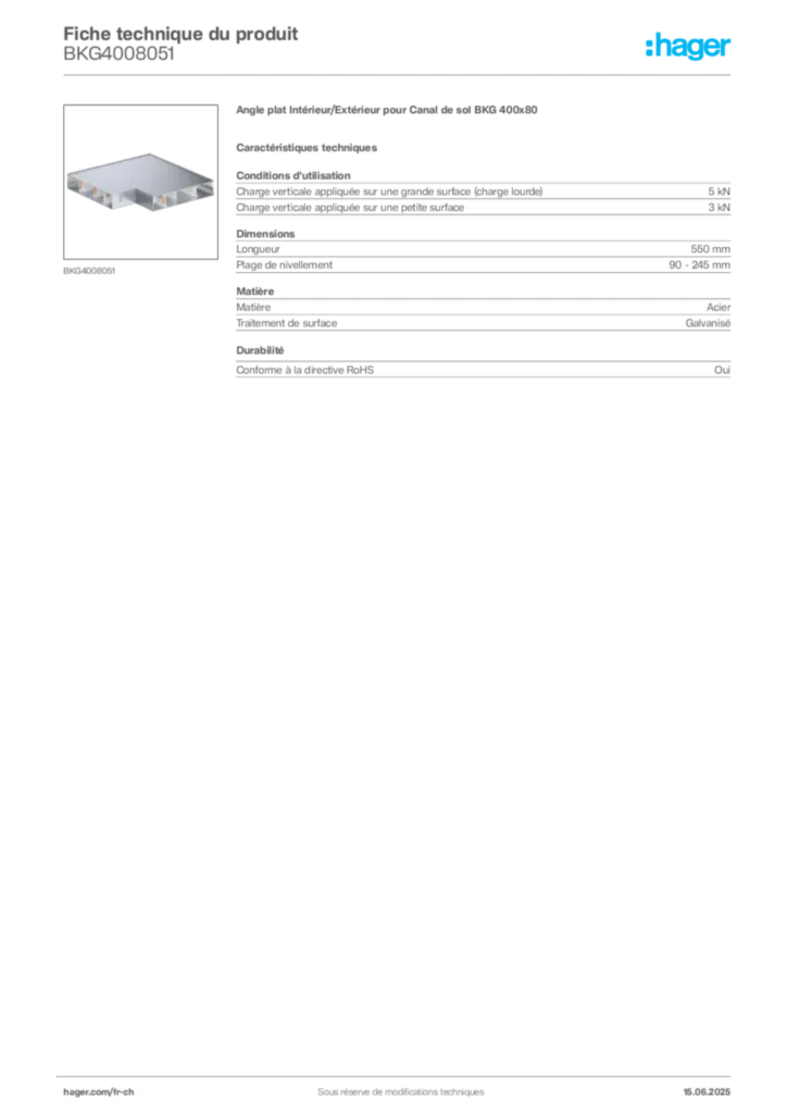 Image Hager Fiche technique du produit BKG4008051 | Hager Suisse