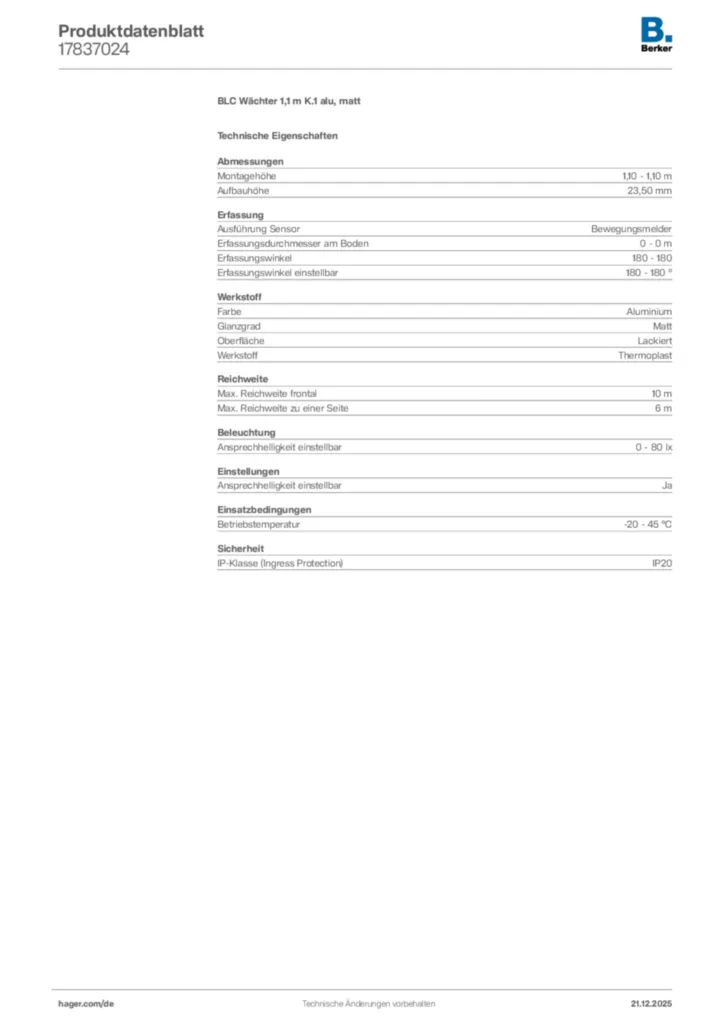 Bild Berker Produktdatenblatt 17837024 | Hager Deutschland