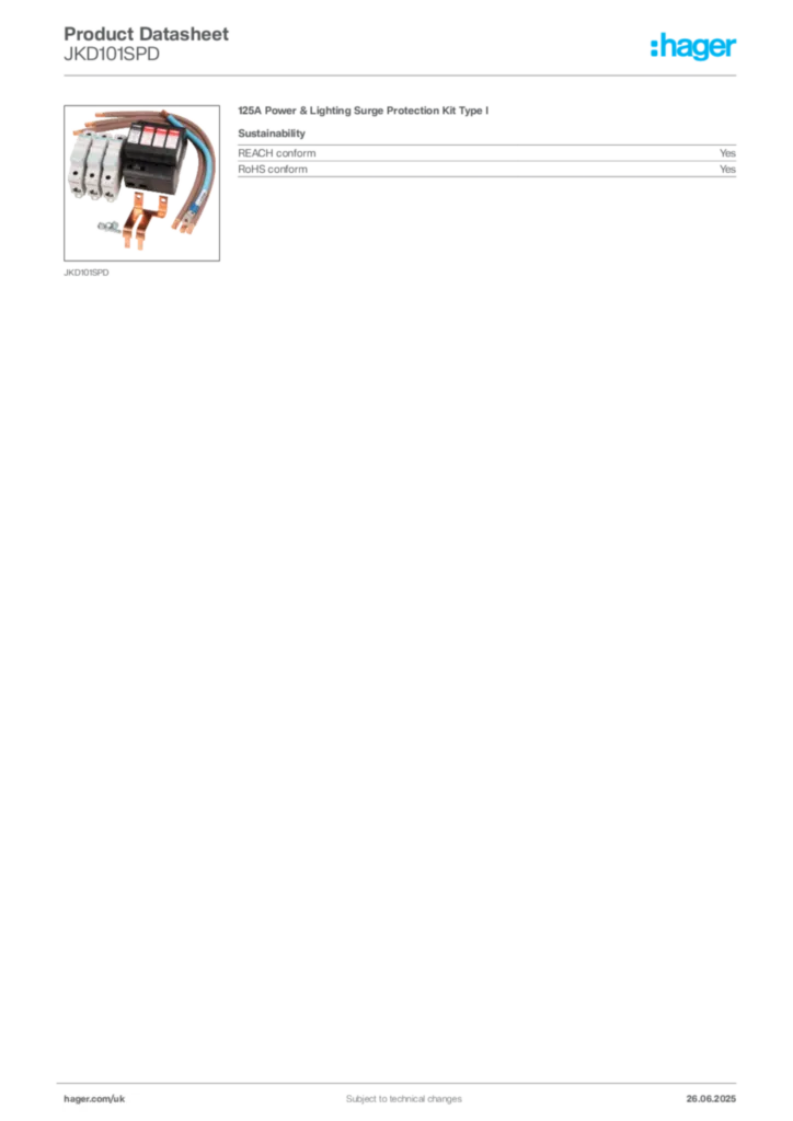 Image Hager Product data sheet JKD101SPD  | Hager