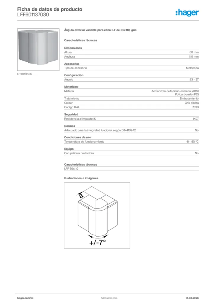 Imagen Hager Ficha de datos de producto LFF601137030 | Hager España