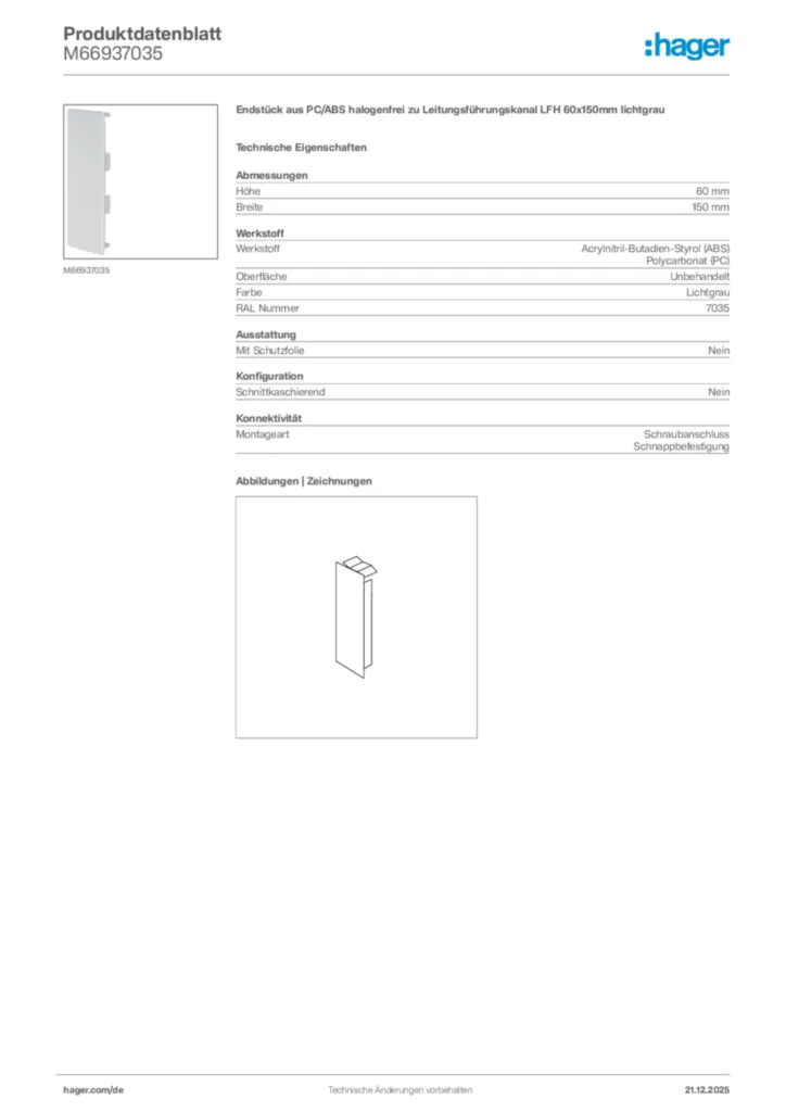 Bild Hager Produktdatenblatt M66937035 | Hager Deutschland