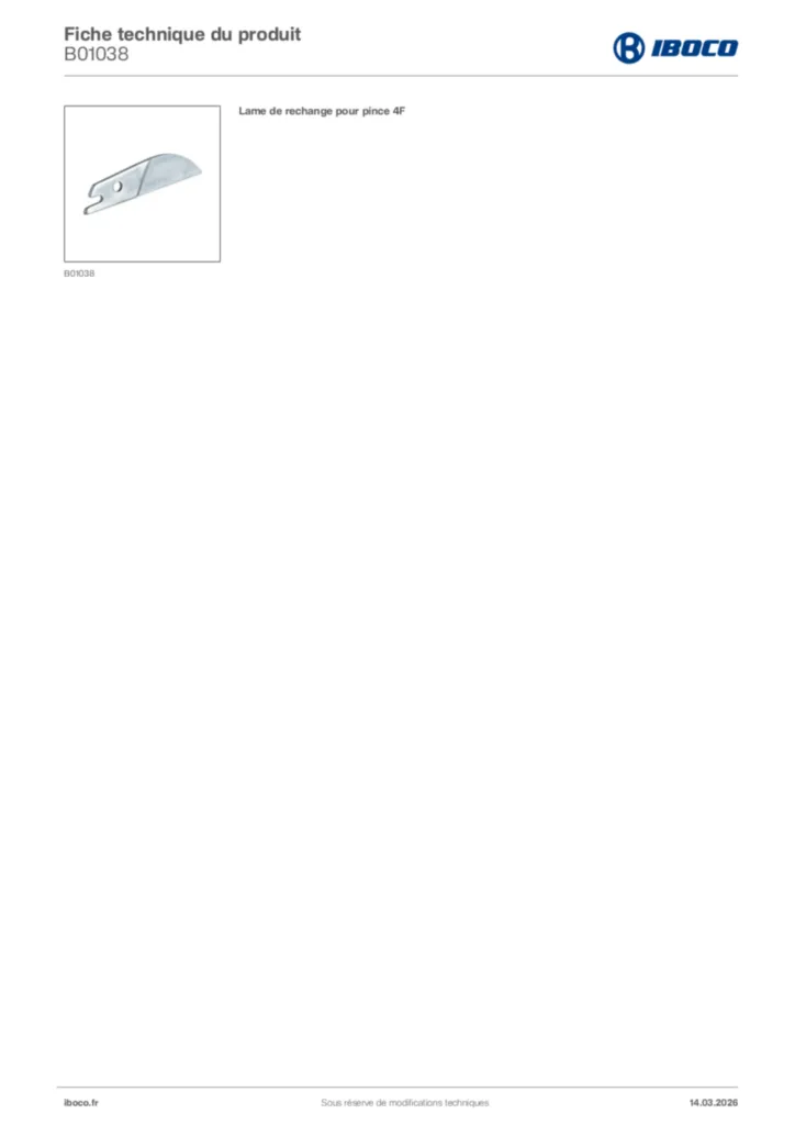 Image Iboco Fiche technique du produit B01038 | Hager France