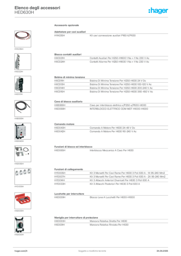 Immagine Hager Scheda tecnica del prodotto HED630H | Hager Italia