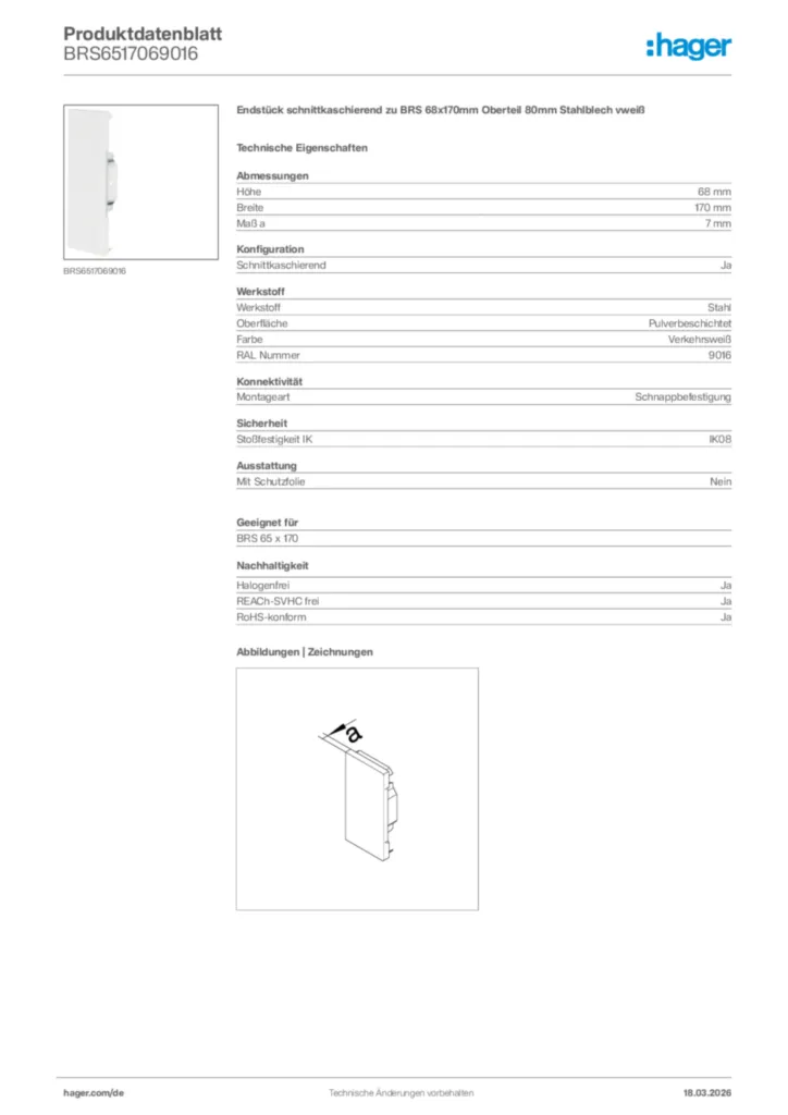 Bild Hager Produktdatenblatt BRS6517069016 | Hager Deutschland