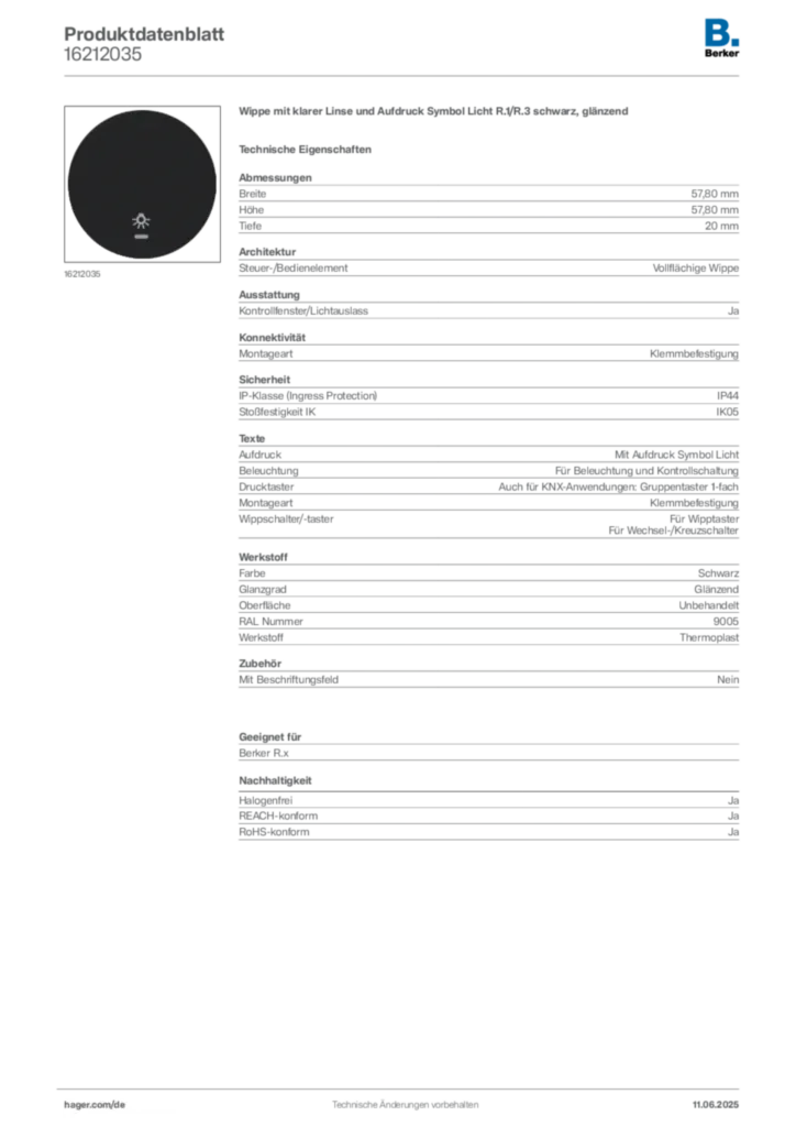 Berker Produktdatenblatt 16212035