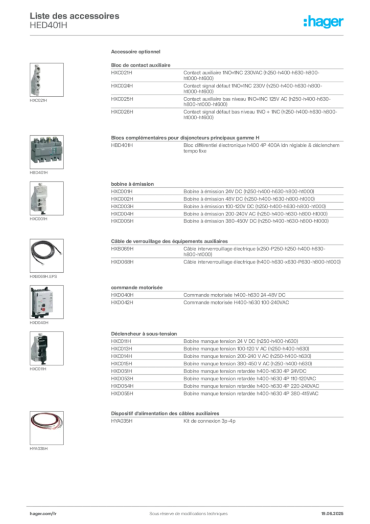 Image Hager Fiche technique du produit HED401H | Hager France