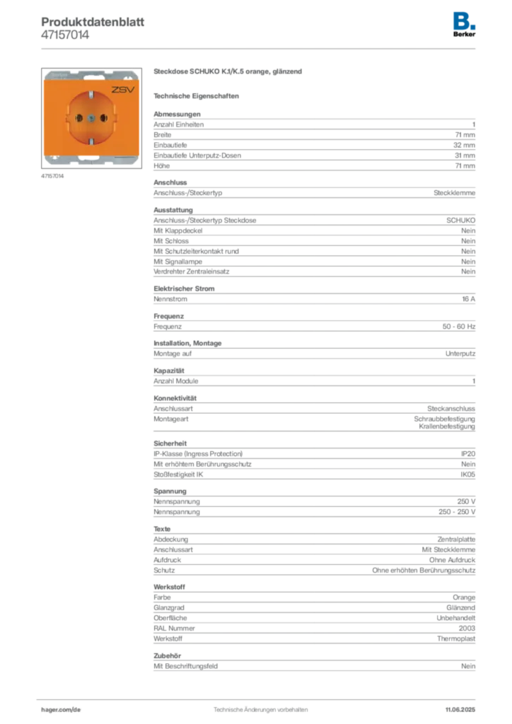 Berker Produktdatenblatt 47157014