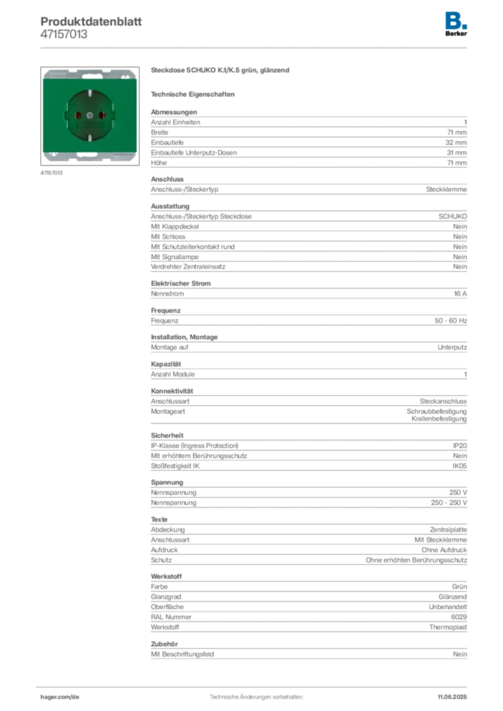 Bild Berker Produktdatenblatt 47157013 | Hager Deutschland
