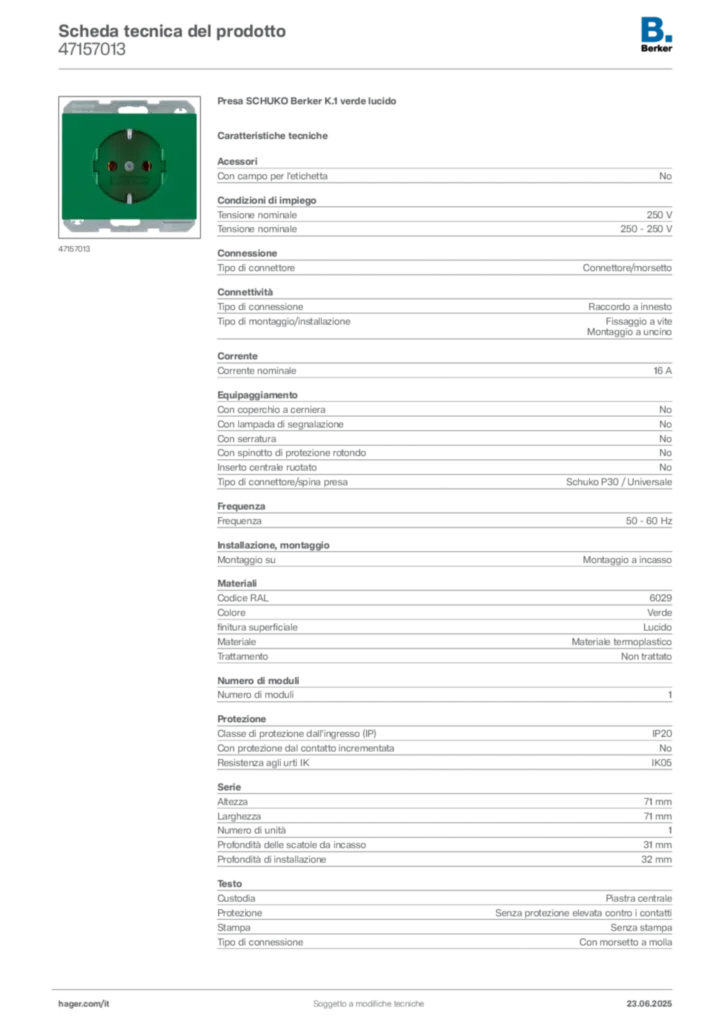 Immagine Berker Scheda tecnica del prodotto 47157013 | Hager Italia