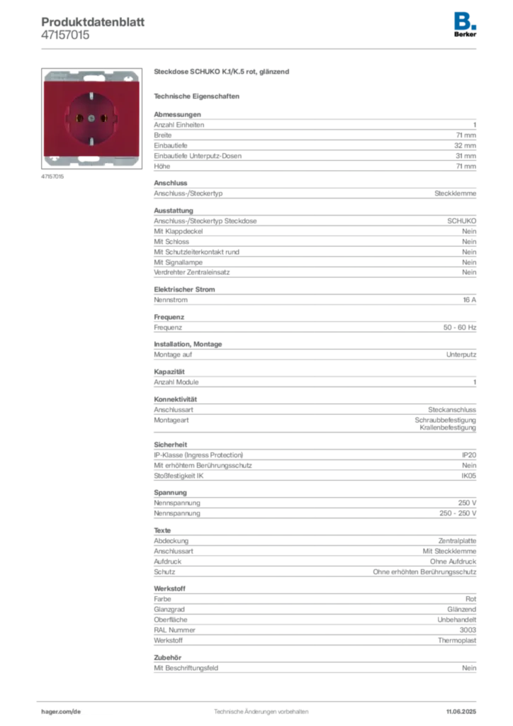 Berker Produktdatenblatt 47157015