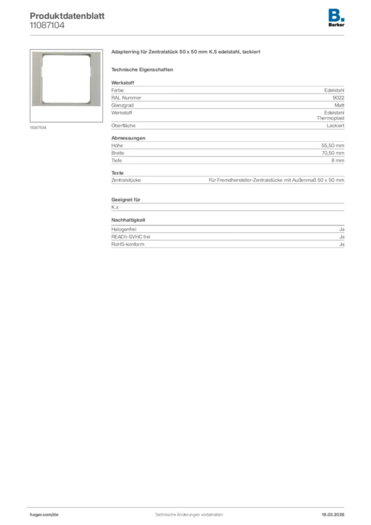 Bild Berker Produktdatenblatt 11087104 | Hager Deutschland