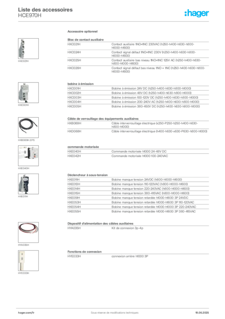 Image Hager Fiche technique du produit HCE970H | Hager France