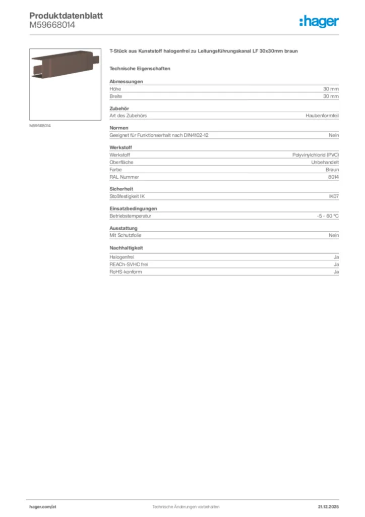 Bild Hager Produktdatenblatt M59668014 | Hager Deutschland