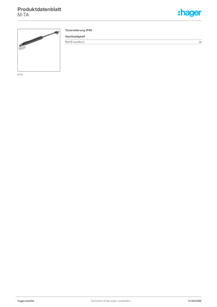 Bild Hager Produktdatenblatt M-TA | Hager Deutschland