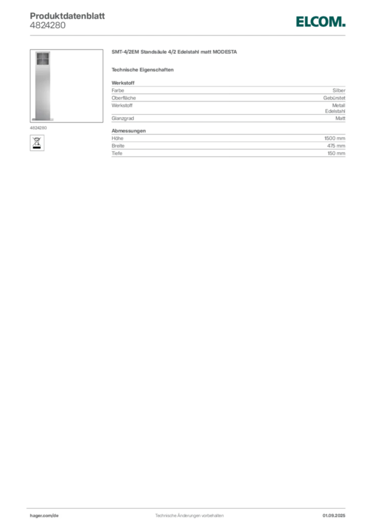 Elcom Produktdatenblatt 4824280