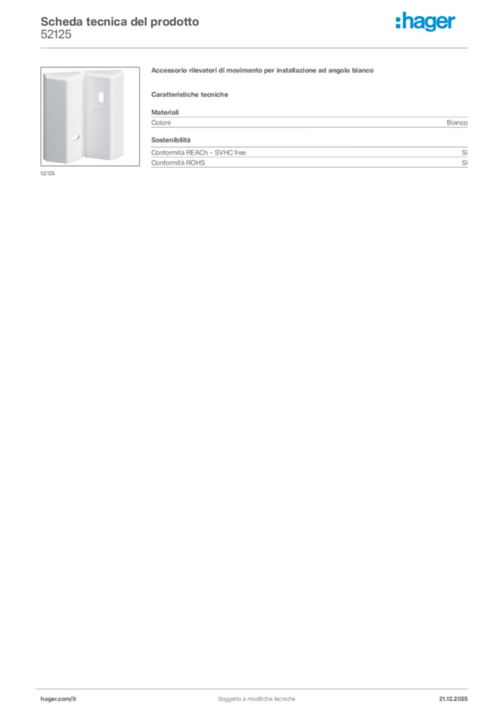 Immagine Hager Scheda tecnica del prodotto 52125 | Hager Italia
