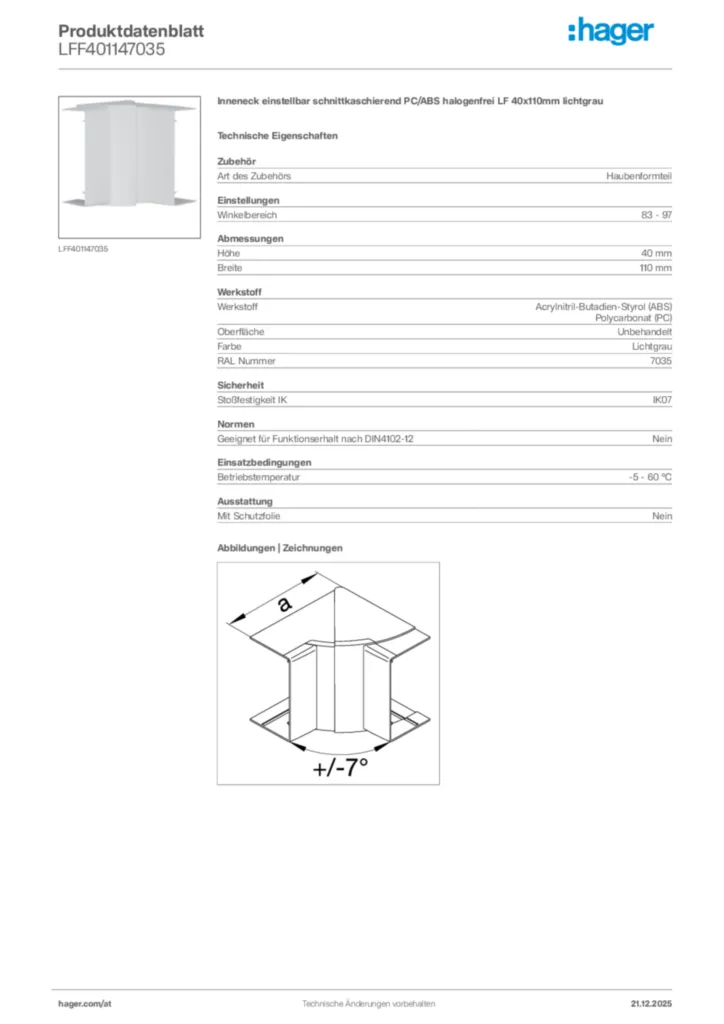Bild Hager Produktdatenblatt LFF401147035 | Hager Deutschland
