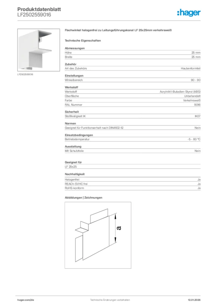 Bild Hager Produktdatenblatt LF2502559016 | Hager Deutschland
