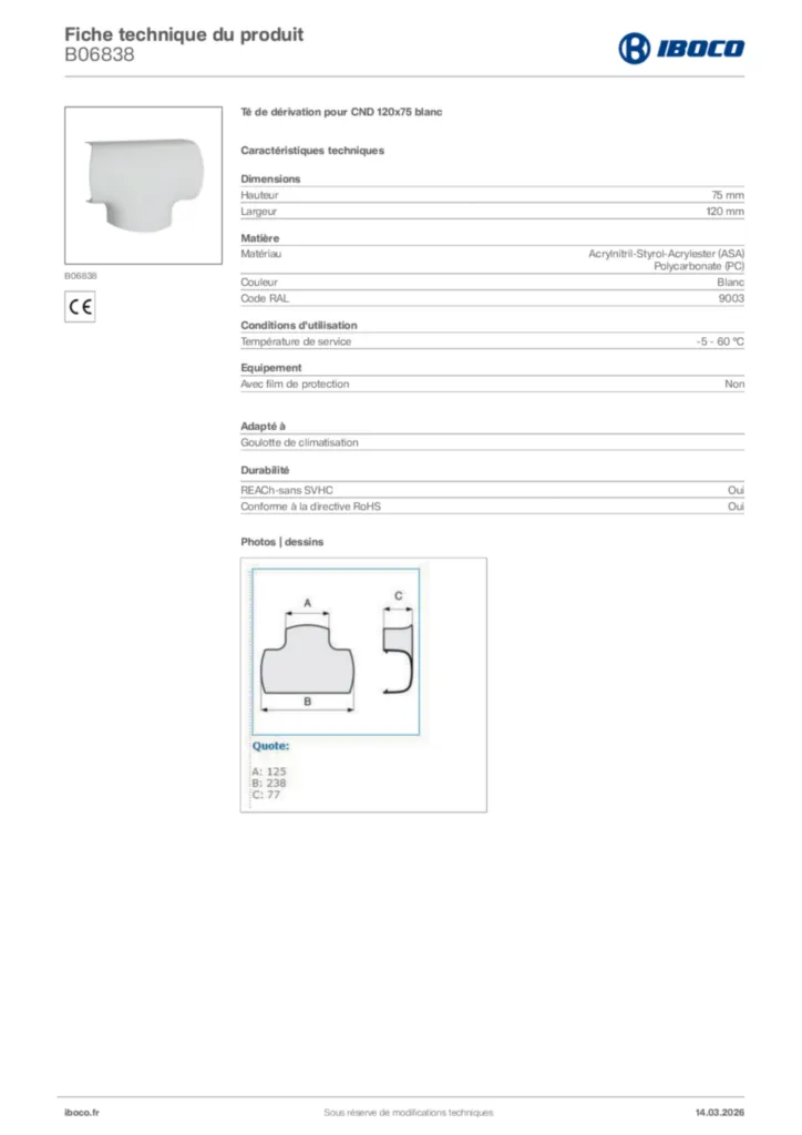 Image Iboco Fiche technique du produit B06838 | Hager France