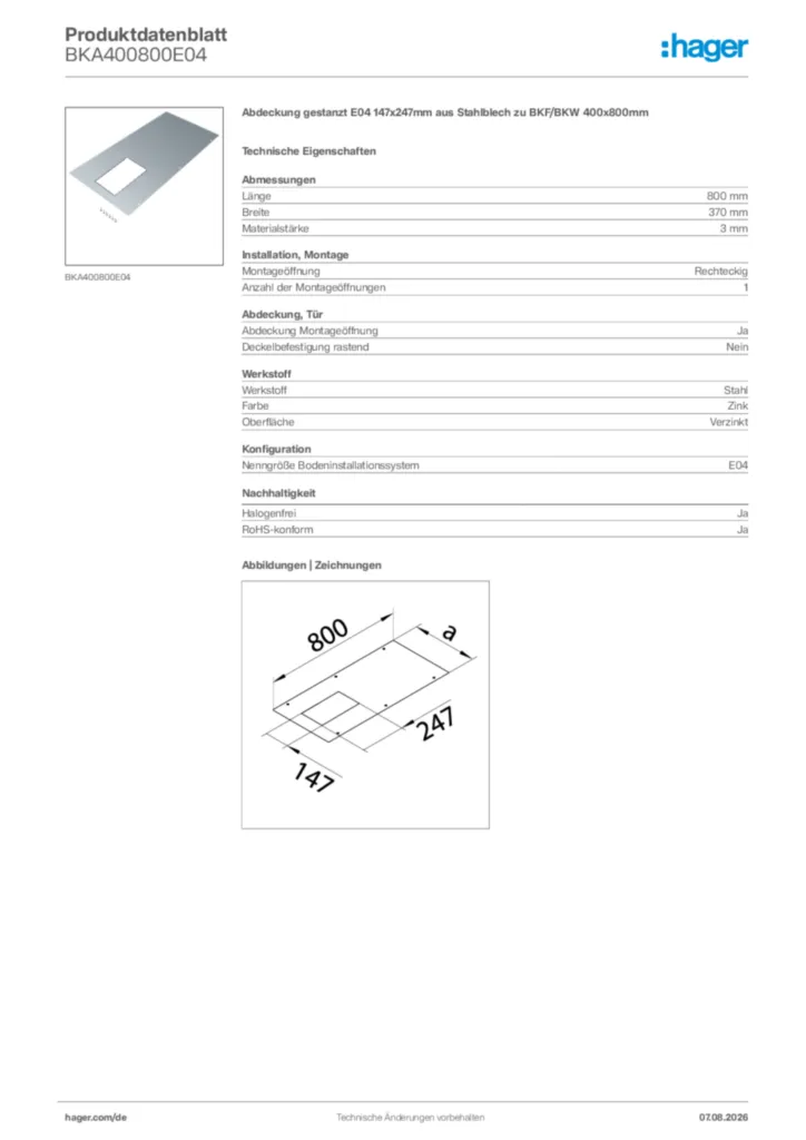 Bild Hager Produktdatenblatt BKA400800E04 | Hager Deutschland