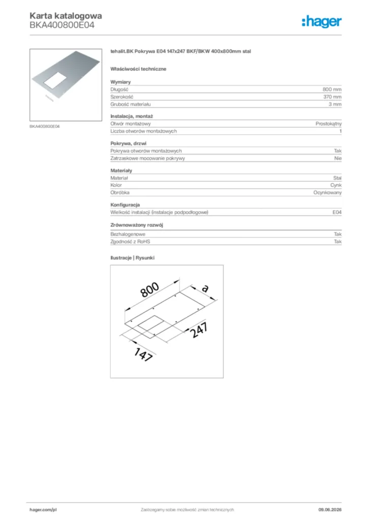Zdjęcie Hager Karta katalogowa BKA400800E04 | Hager Polska