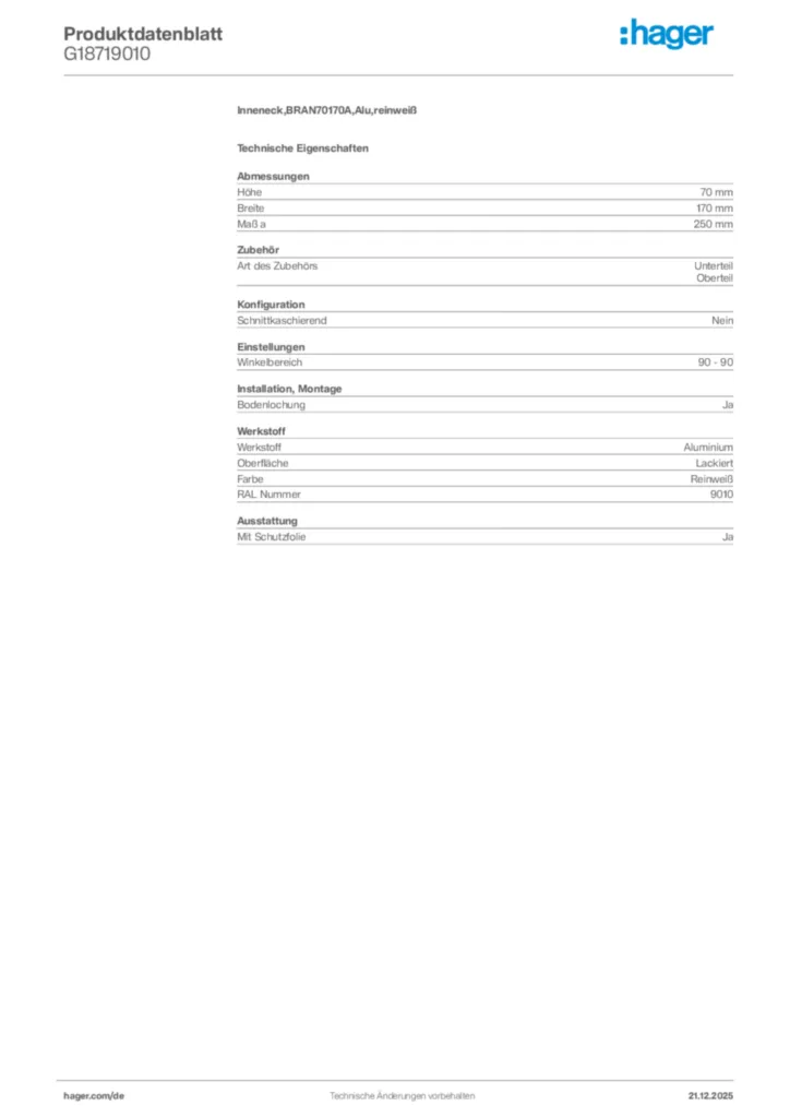 Bild Hager Produktdatenblatt G18719010 | Hager Deutschland