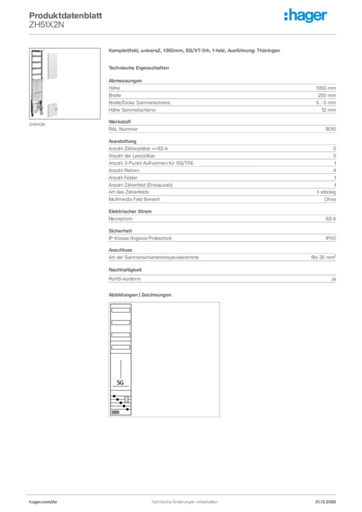 Bild Hager Produktdatenblatt ZH51X2N | Hager Deutschland