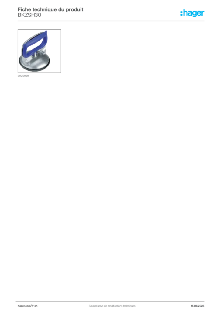 Image Hager Fiche technique du produit BKZSH30 | Hager Suisse
