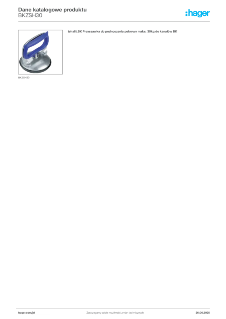 Zdjęcie Hager Dane katalogowe produktu BKZSH30 | Hager Polska