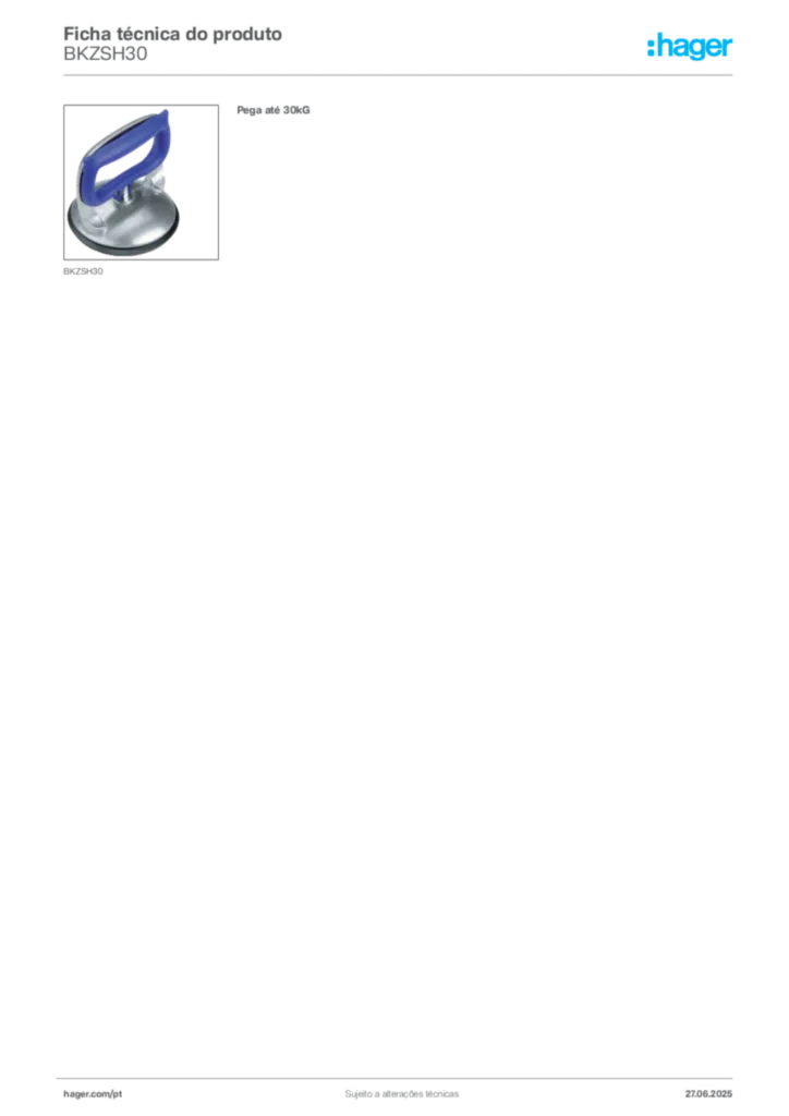 Imagem Hager Ficha técnica do produto BKZSH30 | Hager Portugal