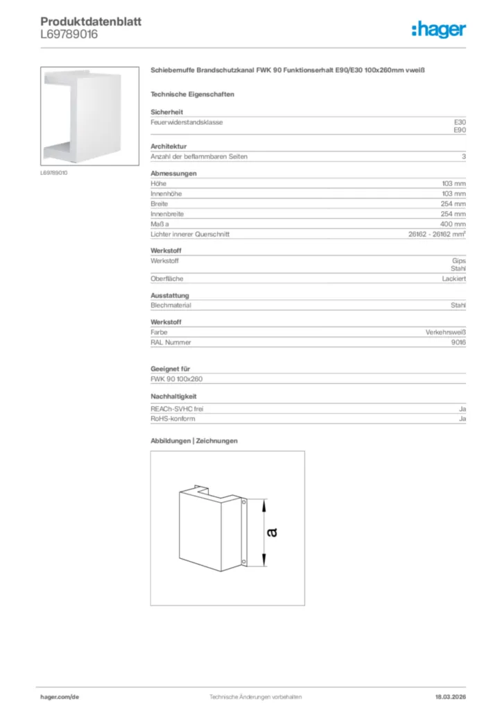 Bild Hager Produktdatenblatt L69789016 | Hager Deutschland