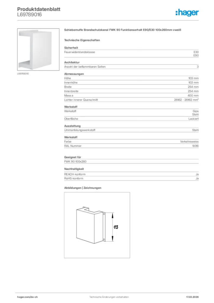 Bild Hager Produktdatenblatt L69789016 | Hager Schweiz