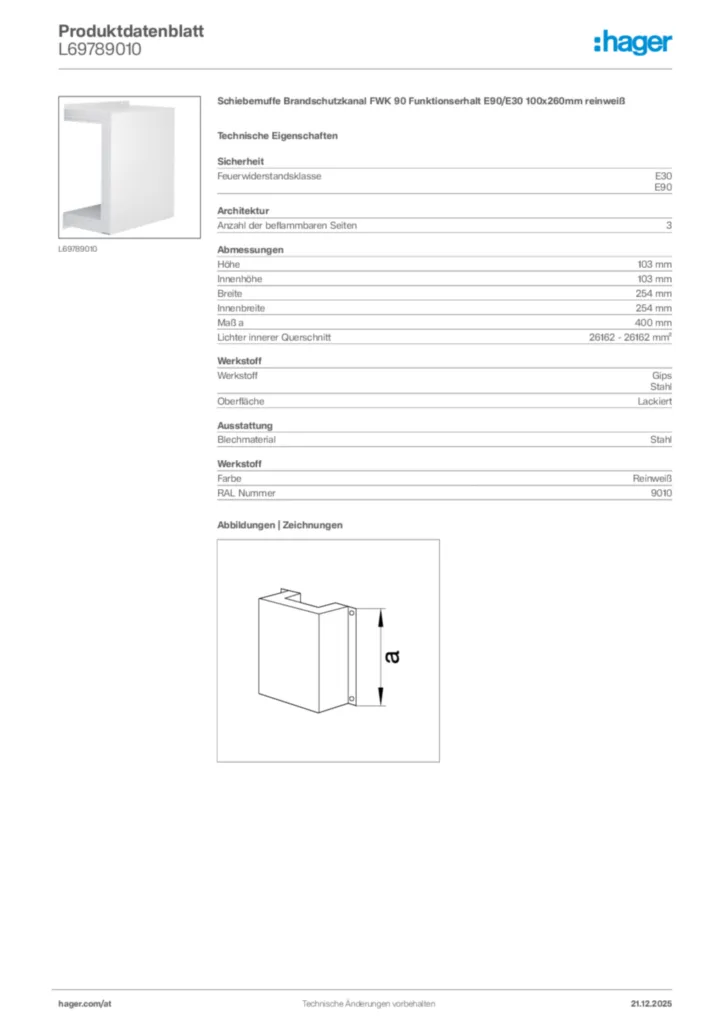 Bild Hager Produktdatenblatt L69789010 | Hager Deutschland