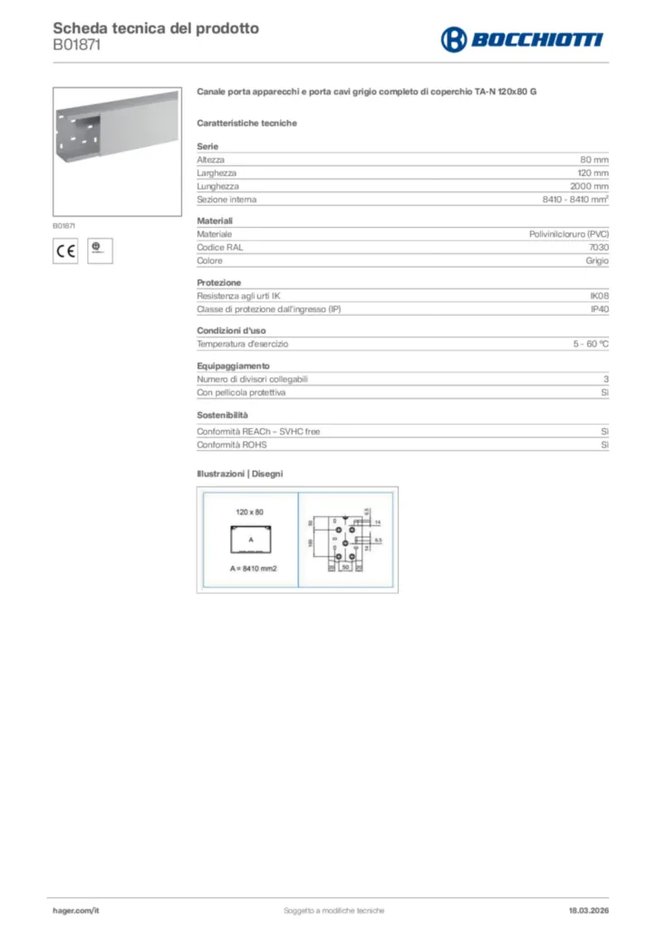 Immagine Bocchiotti Scheda tecnica del prodotto B01871 | Hager Italia