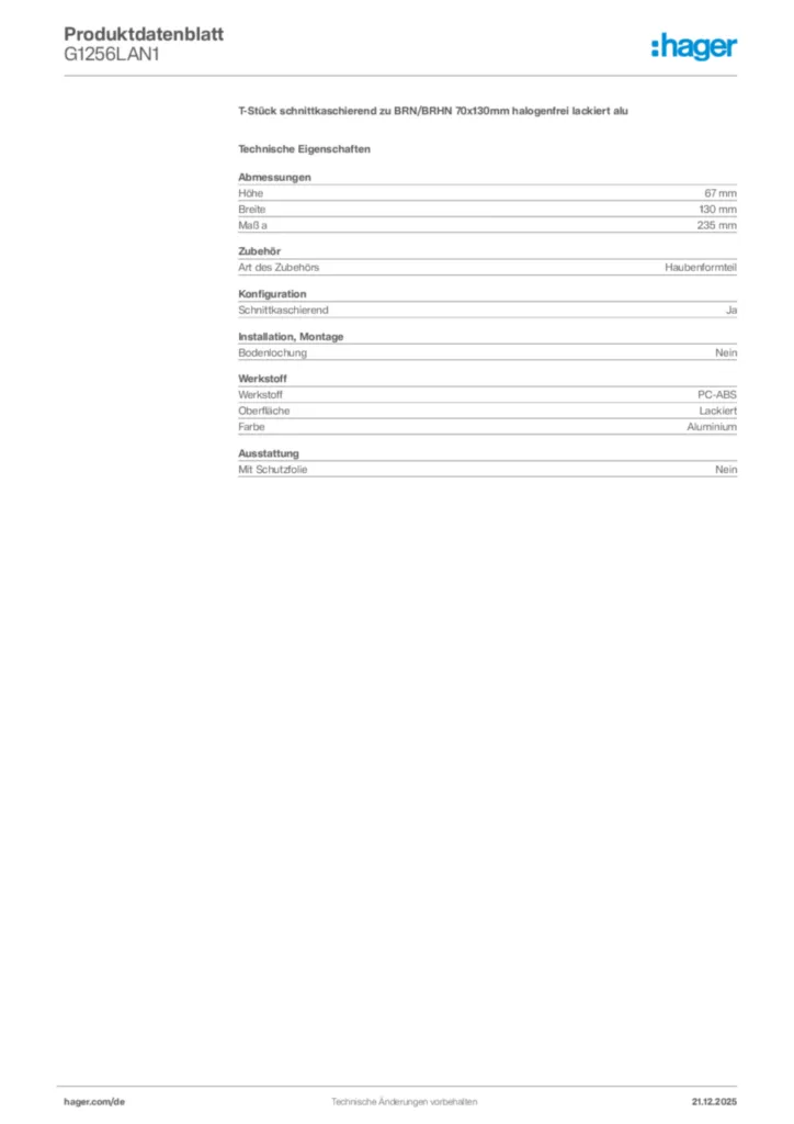 Bild Hager Produktdatenblatt G1256LAN1 | Hager Deutschland