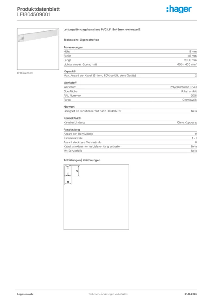 Bild Hager Produktdatenblatt LF1804509001 | Hager Deutschland