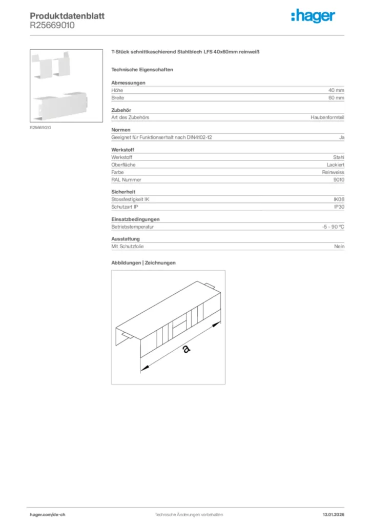 Bild Hager Produktdatenblatt R25669010 | Hager Schweiz
