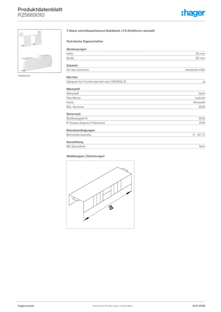 Bild Hager Produktdatenblatt R25669010 | Hager Deutschland
