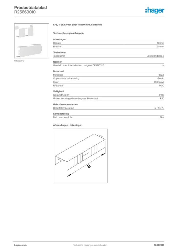 Afbeelding Hager Productdatablad R25669010 | Hager Nederland