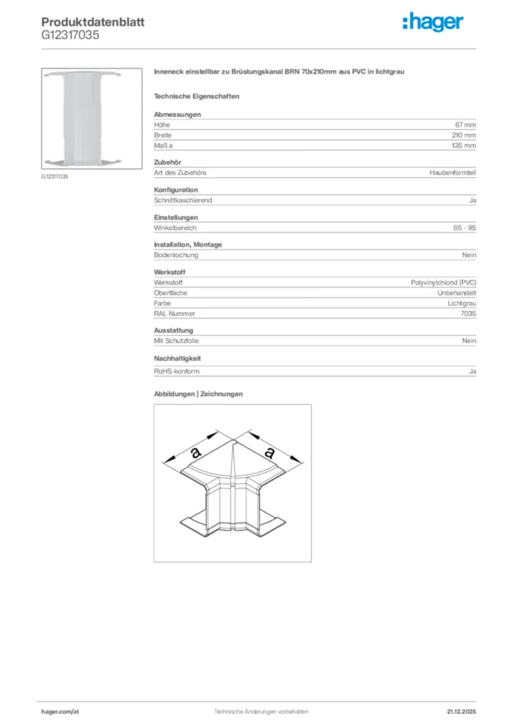 Bild Hager Produktdatenblatt G12317035 | Hager Deutschland