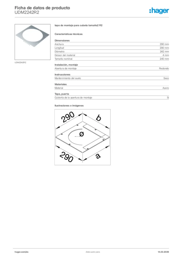 Imagen Hager Ficha de datos de producto UDM2242R2 | Hager España