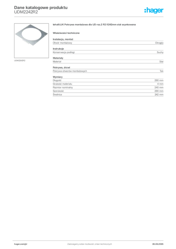 Zdjęcie Hager Dane katalogowe produktu UDM2242R2 | Hager Polska