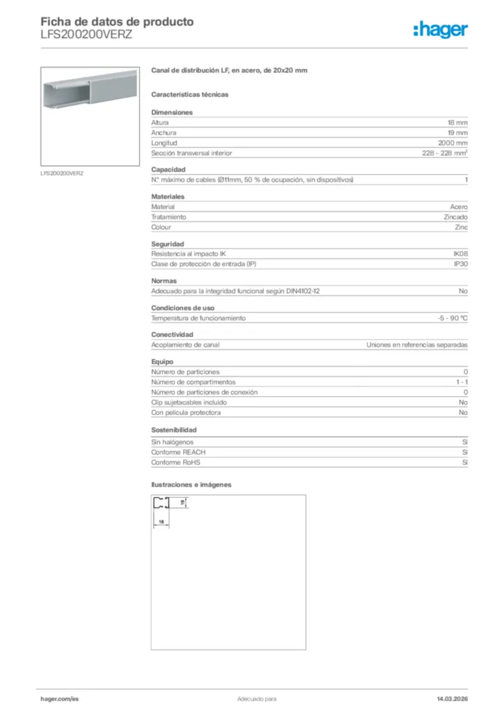 Imagen Hager Ficha de datos de producto LFS200200VERZ | Hager España